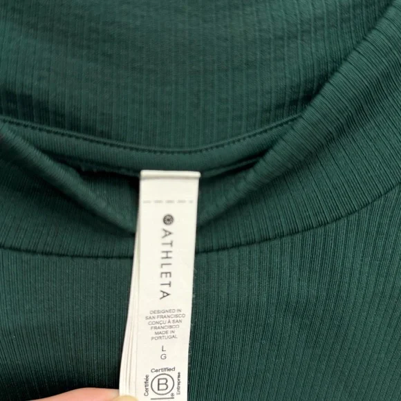 EUC Athleta Ribbed Long Sleeve Mock Neck Top | Emerald Green Size Large - Picture 3 of 5